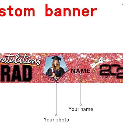UUBAO Custom Graduation Party Decorations 2025 Personalization Congrats Grad Banner Graduation Backdrop(Pink)