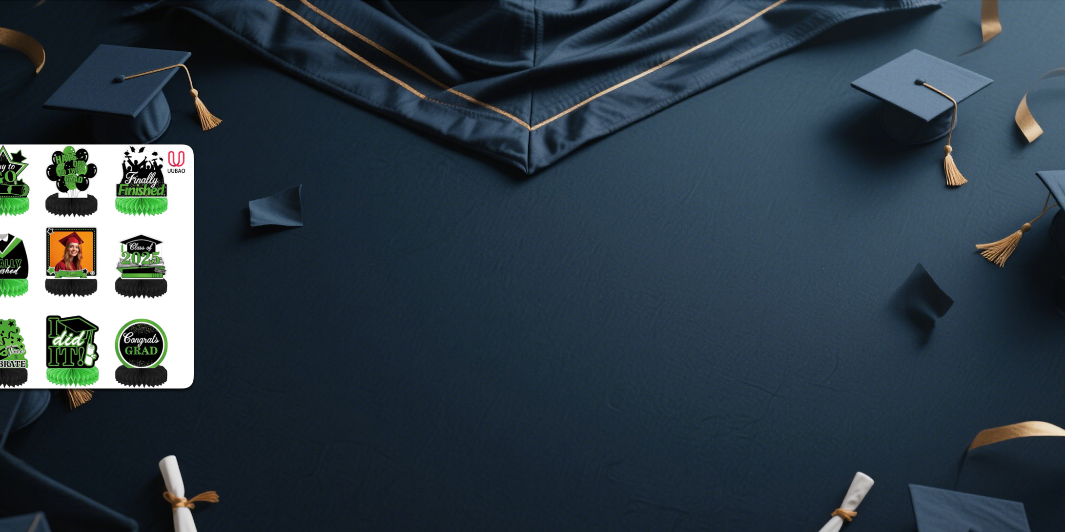 【UUBAO】Customizable Photo & Name Graduation Honeycomb Decorations for 2025