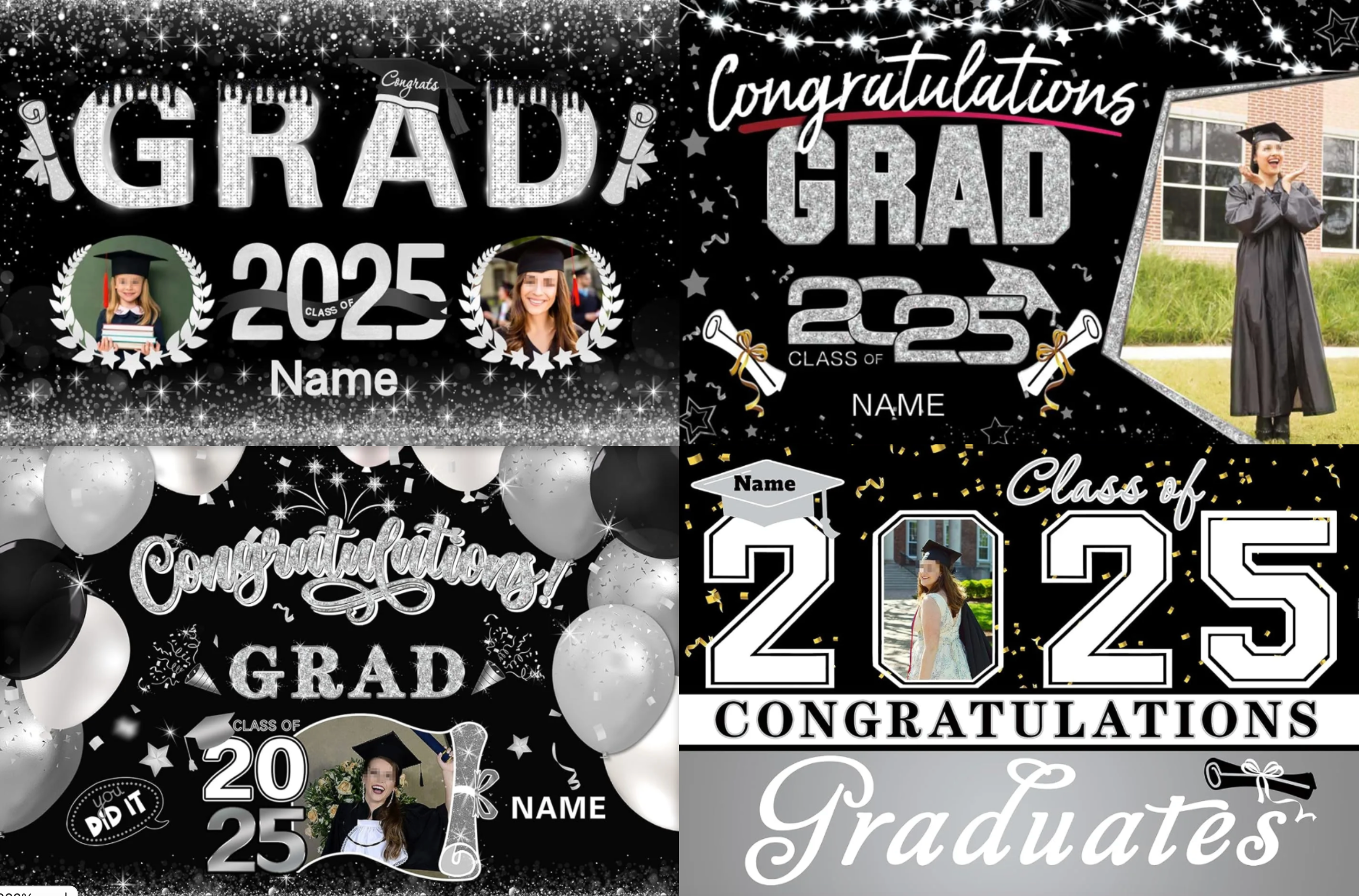 Personalized Graduation Banners for the Class of 2025: Add Photos and Names for a Memorable Celebration!