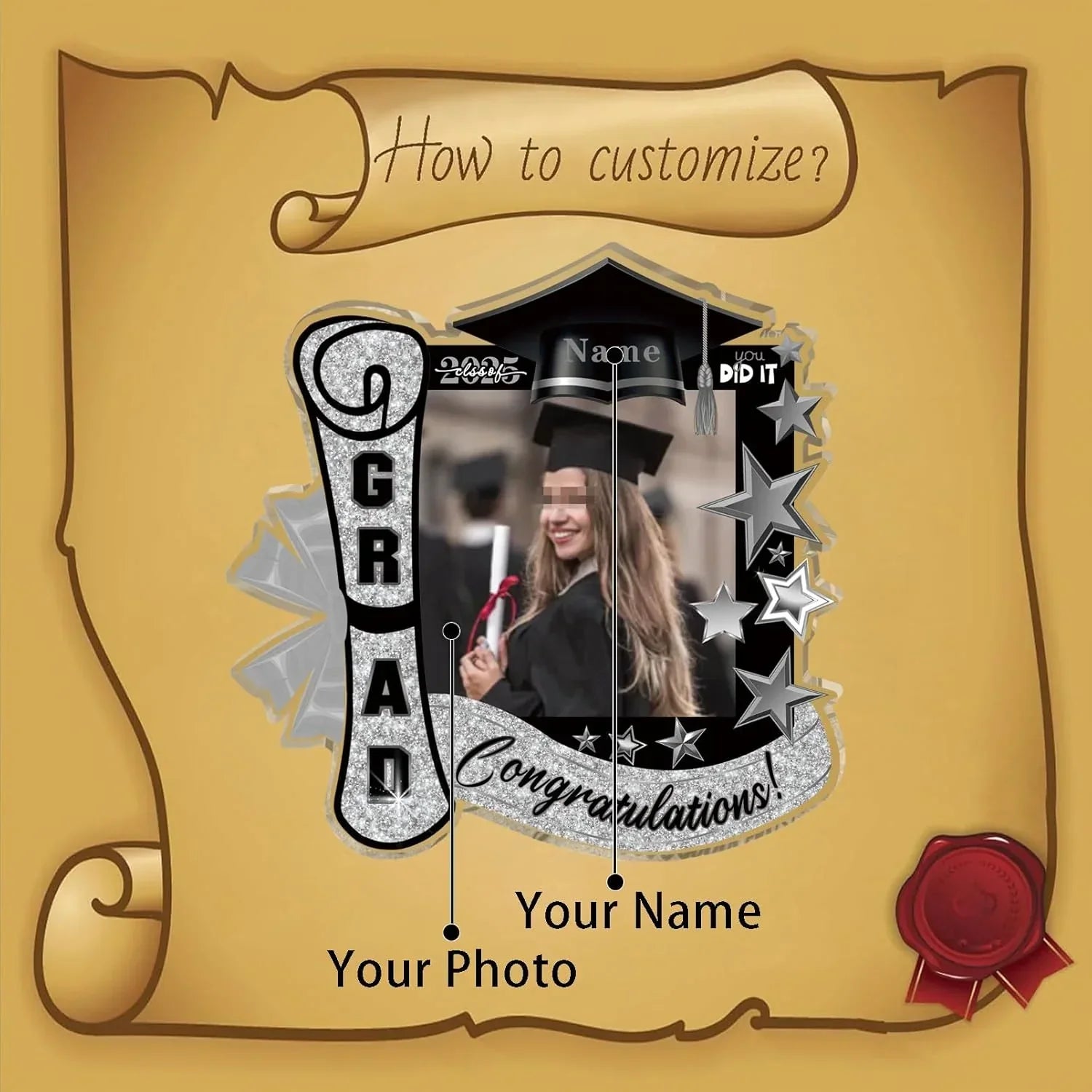 【UUBAO】Celebrate 2025 Graduation with Customizable Photo and Name Acrylic Plaques!