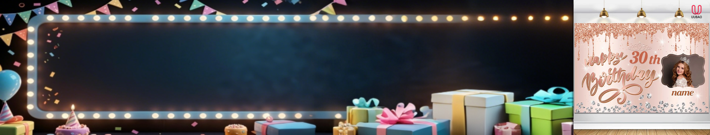 【UUBAO】Customizable Name and Photo Happy Birthday Banners: Make Your Celebration Unforgettable