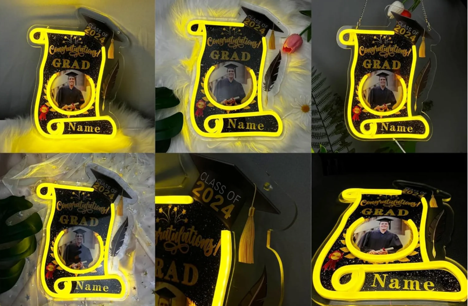 Celebrate Graduation 2025 with Customizable Photo & Name LED Neon Signs!