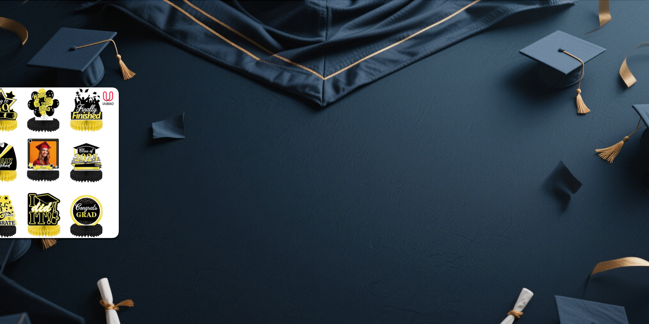 【UUBAO】Customizable Photo & Name Graduation Honeycomb Decorations for 2025