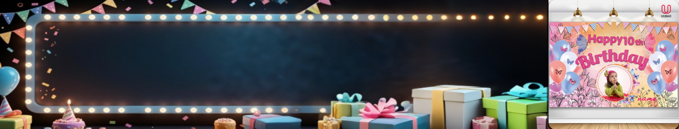 【UUBAO】Customizable Name and Photo Happy Birthday Banners: The Perfect Party Decor!