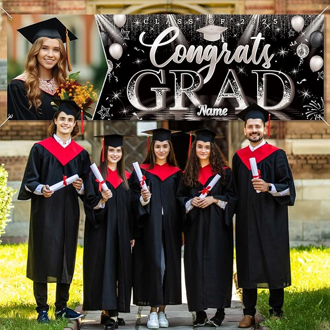 Celebrate Your 2025 Graduation in Style with Customizable Photo & Name Banners!