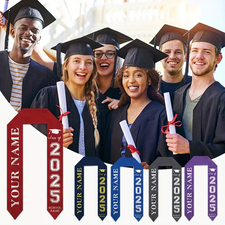 【UUBAO】Customizable Photo and Name Graduation Stole in Black for 2025: A Timeless Commemoration