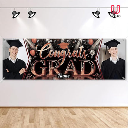 UUBAO Custom Graduation Party Decorations Personalization Banner Class of 2025 Backdrop (Maroon）