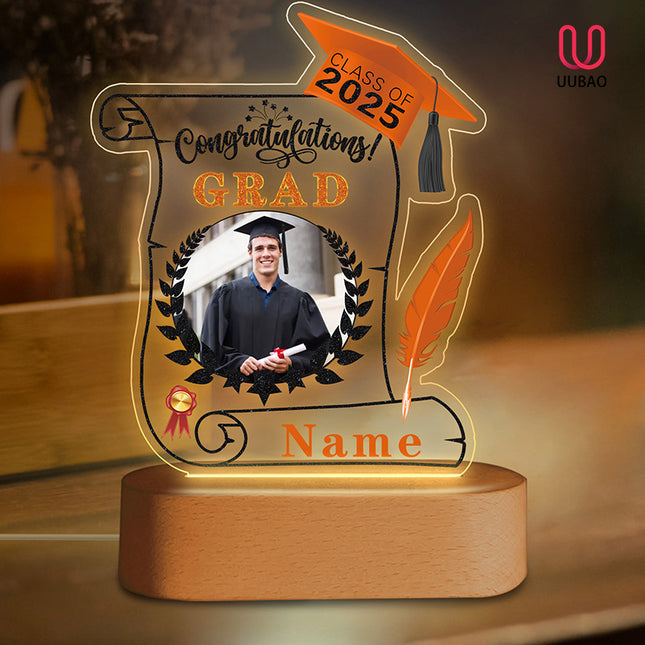 UUBAO Personalized Night Light Class of 2025 Graduation Gift for Junior High School College Teachers and Classmates(Orange)