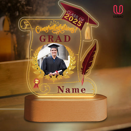 UUBAO Personalized Night Light Class of 2025 Graduation Gift for Junior High School College Teachers and Classmates(Maroon)