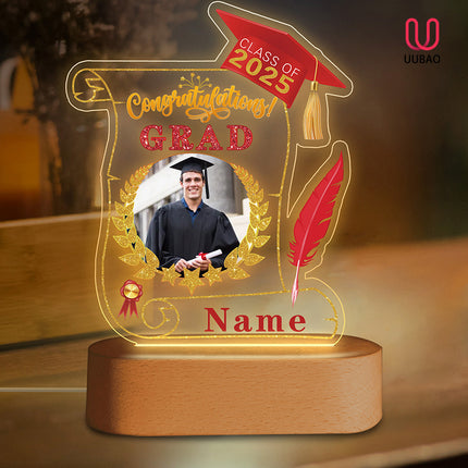 UUBAO Personalized Night Light Class of 2025 Graduation Gift for Junior High School College Teachers and Classmates(Red)