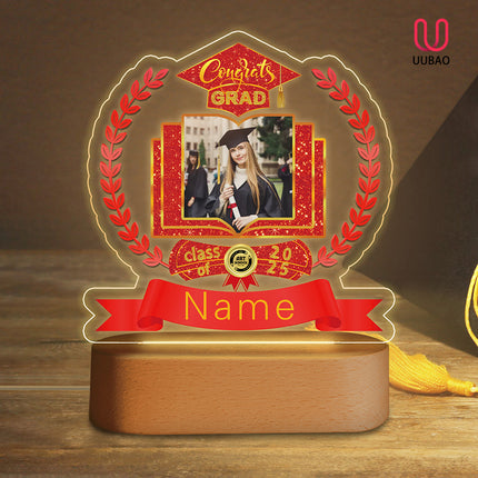 UUBAO Graduation Gifts Personalized Night Light Class of 2025 Custom Photo Name Gifts for Him Her Gifts for College, High School (Red)