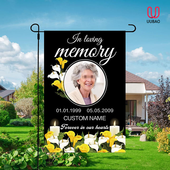 UUBAO Custom Memorial Funeral Flags - Personalized and Customized Burlap Flags for Memorial and Funeral Decoration