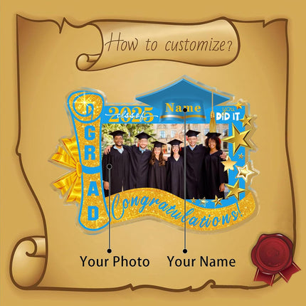 UUBAO Customized Graduation Plaque with Photo Crystal Desktop Keepsake Gift (Sky Blue)
