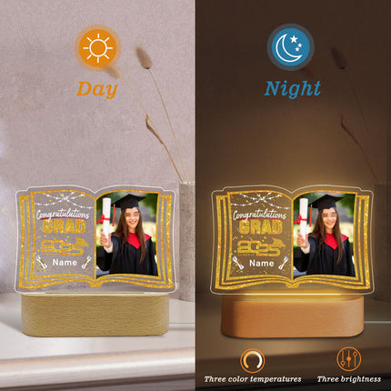 UUBAO Custom Night Light with Photo Name 2025 Personalized Graduation Led Lamp for Women Man Gifts for College High School (Yellow)