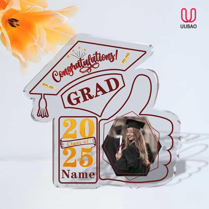 UUBAO Personalized Graduation Decorative Signs Plaques Class of 2024 Desk Paperweight Farewell Memorial Gift with Photo(Maroon)
