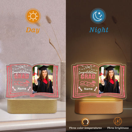 UUBAO Custom Night Light with Photo Name 2025 Personalized Graduation Led Lamp for Women Man Gifts for College High School (Pink)
