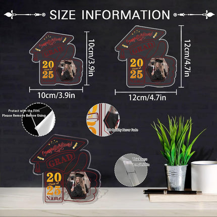 UUBAO Personalized Graduation Decorative Signs Plaques Class of 2024 Desk Paperweight Farewell Memorial Gift with Photo(Maroon)