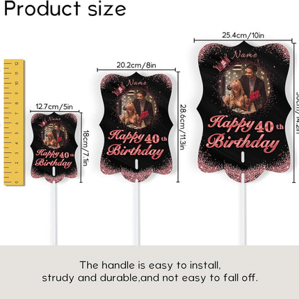 UUBAO Personalized Double Sided Happy Birthday Photo Prop Face Fan Customized Birthday Fun Supplies(Rose Gold Pink)