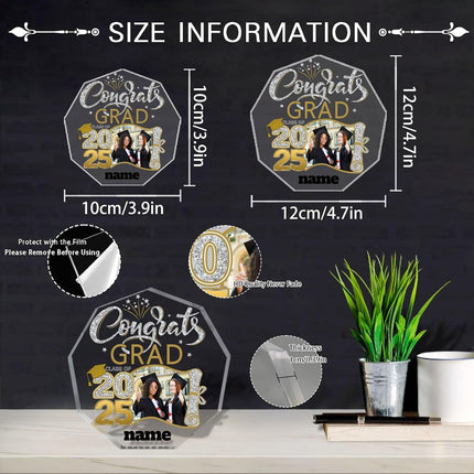 UUBAO Personalized Graduation Gift Class of 2025 Desk Paperweight Farewell Memorial Decorative Signs Plaques with Photo (Champagne)