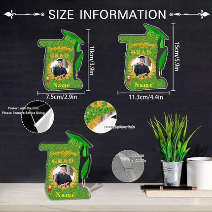 UUBAO Personalized Graduation Gift Class of 2025 Desk Paperweight Farewell Memorial Decorative Signs Plaques with Photo (Light Green)