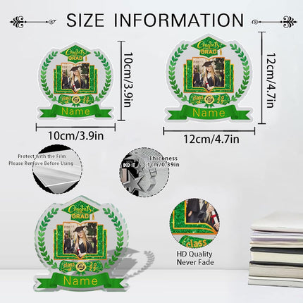 UUBAO Customized Graduation Plaque with Single Picture Custom Picture 2025 Congrats Grad Crystal Desktop Farewell Keepsake Gift (Dark Green)