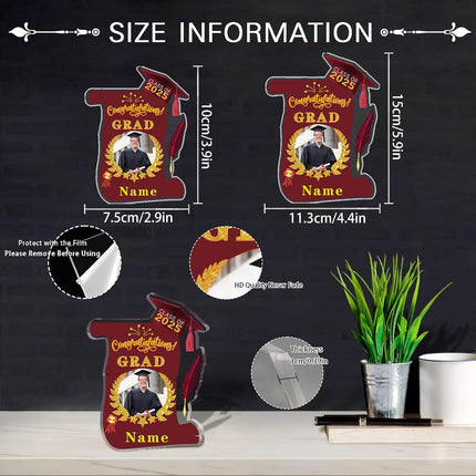 UUBAO Personalized Graduation Gift Class of 2025 Desk Paperweight Farewell Memorial Decorative Signs Plaques with Photo (Maroon)