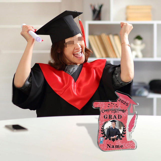 UUBAO Personalized Graduation Gift Class of 2025 Desk Paperweight Farewell Memorial Decorative Signs Plaques with Photo (Pink)