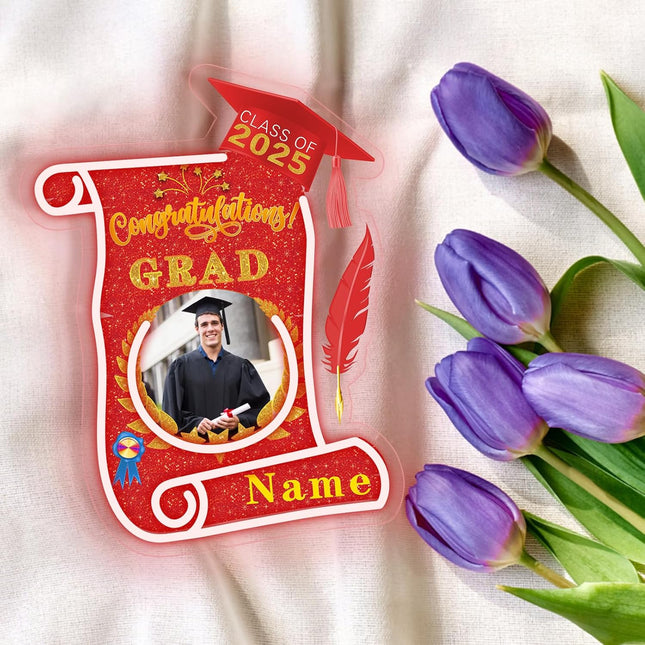 UUBAO Custom Graduation Gift LED Neon Signs Class of 2025 Personalized Photo Congrats Grad USB Powered (Red)