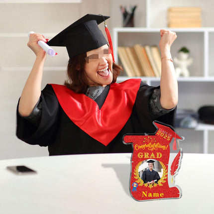 UUBAO Personalized Graduation Gift Class of 2025 Desk Paperweight Farewell Memorial Decorative Signs Plaques with Photo (Red)