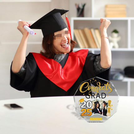 UUBAO Personalized Graduation Gift Class of 2025 Desk Paperweight Farewell Memorial Decorative Signs Plaques with Photo (Yellow)