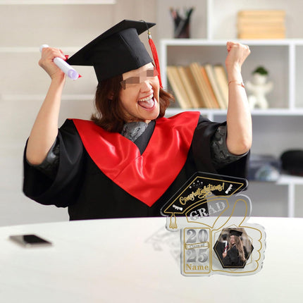 UUBAO Personalized Graduation Decorative Signs Plaques Class of 2024 Desk Paperweight Farewell Memorial Gift with Photo(Champagne)