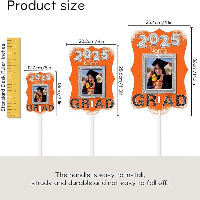 UUBAO Personalized Graduation Double Sided Face Fan Class of 2025 Customized Graduation Head Face Cutout with Handle Fun Photo Prop Supplies(Orange)