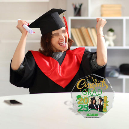 UUBAO Personalized Graduation Gift Class of 2025 Desk Paperweight Farewell Memorial Decorative Signs Plaques with Photo (Light Green)