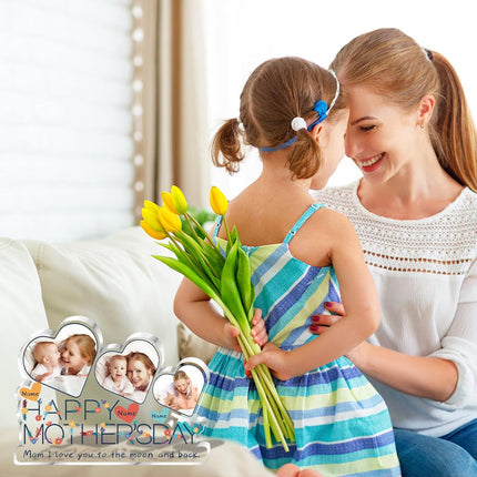 UUBAO Custom Mother’s Day Personalized Acrylic Plaque with Photos Name Gifts for Mom (Multiple Hearts)