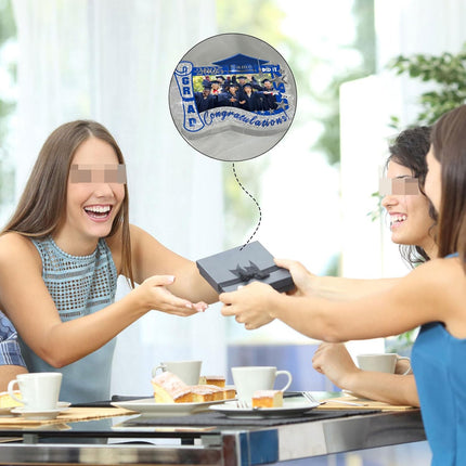 UUBAO Customized Graduation Plaque with Photo Crystal Desktop Keepsake Gift (Blue and Silver)