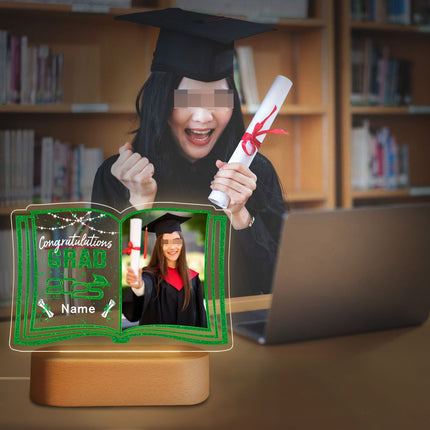 UUBAO Custom Night Light with Photo Name 2025 Personalized Graduation Led Lamp for Women Man Gifts for College High School (Dark Green)