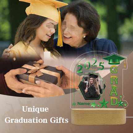 UUBAO Graduation Gifts Personalized Night Light Class of 2025 Custom Photo Name Gifts for Him Her Gifts for College, High School (Dark Green)