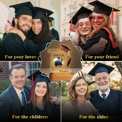 UUBAO Personalized Night Light Class of 2025 Graduation Gift for Junior High School College Teachers and Classmates(Maroon)