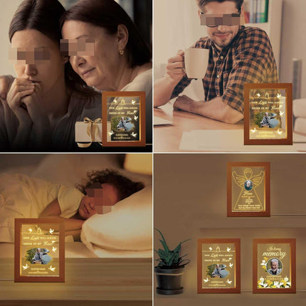 UUBAO Personalized Memorial Gift Night Light Customized Light Up Picture Frames Acrylic Led Plaque Lamp Sympathy Remembrance Gift(Peace Dove)