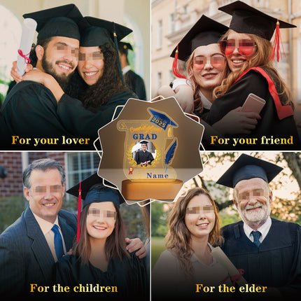 UUBAO Personalized Night Light Class of 2025 Graduation Gift for Junior High School College Teachers and Classmates(Blue and Gold)