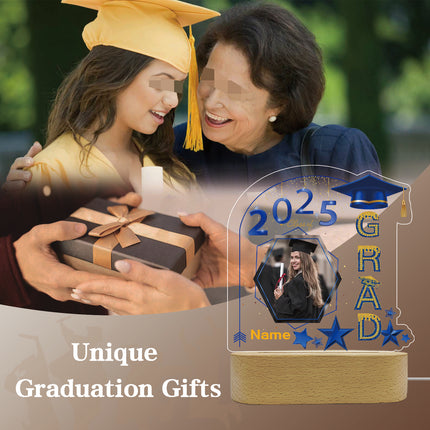 UUBAO Graduation Gifts Personalized Night Light Class of 2025 Custom Photo Name Gifts for Him Her Gifts for College, High School (Blue and Gold)