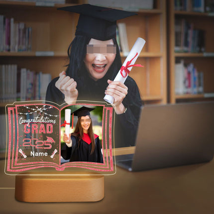 UUBAO Custom Night Light with Photo Name 2025 Personalized Graduation Led Lamp for Women Man Gifts for College High School (Pink)