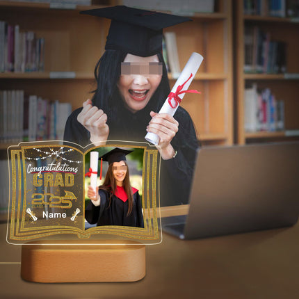 UUBAO Custom Night Light with Photo Name 2025 Personalized Graduation Led Lamp for Women Man Gifts for College High School (Champagne)