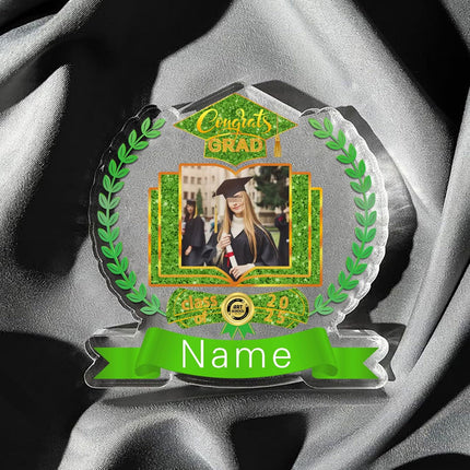 UUBAO Customized Graduation Plaque with Single Picture Custom Picture 2025 Congrats Grad Crystal Desktop Farewell Keepsake Gift (Light Green)