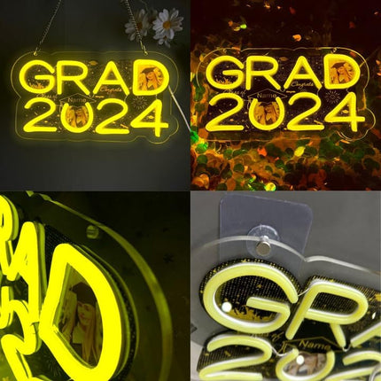 UUBAO Personalized Graduation Gift Neon Signs Congrats Grad LED Light Signs with Photo 2025 Party Backdrop Light Sign Decor (Sky Blue)