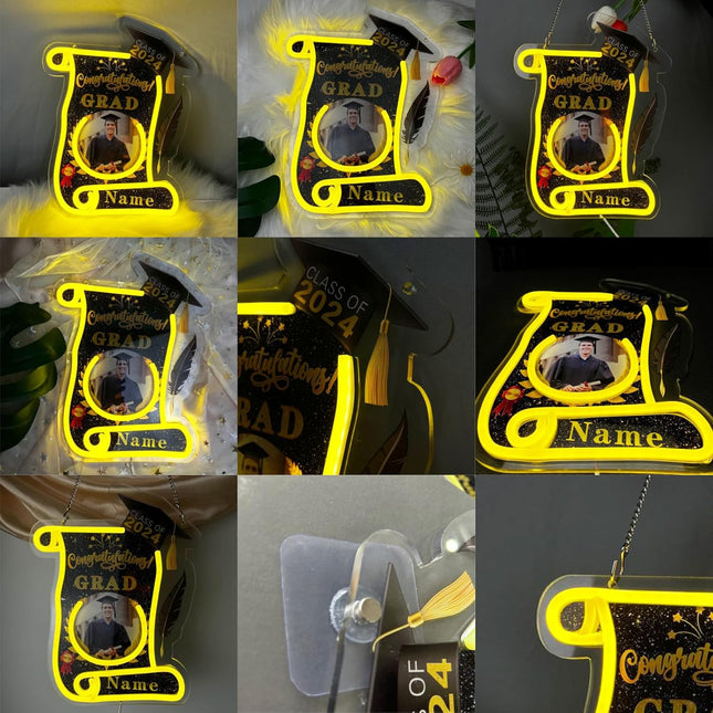 UUBAO Custom Graduation Gift LED Neon Signs Class of 2025 Personalized Photo Congrats Grad USB Powered (Orange)