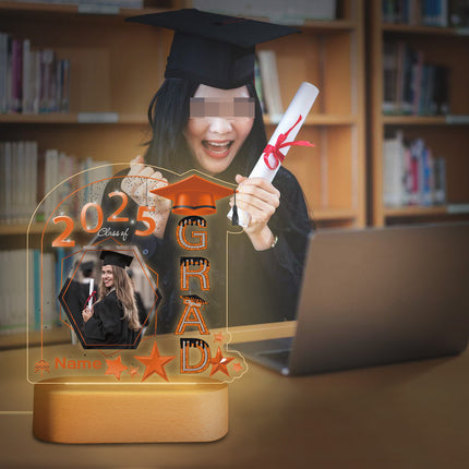 UUBAO Graduation Gifts Personalized Night Light Class of 2025 Custom Photo Name Gifts for Him Her Gifts for College, High School (Orange)