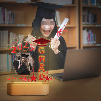 UUBAO Graduation Gifts Personalized Night Light Class of 2025 Custom Photo Name Gifts for Him Her Gifts for College, High School (Red)