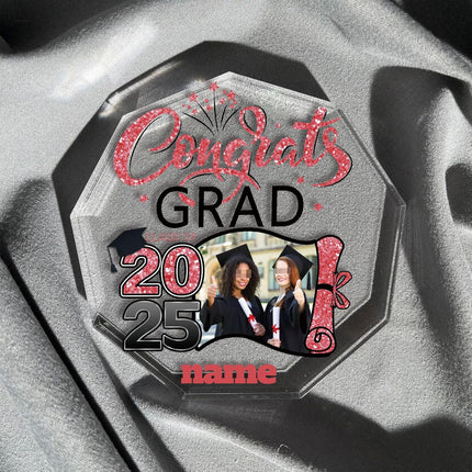 UUBAO Personalized Graduation Gift Class of 2025 Desk Paperweight Farewell Memorial Decorative Signs Plaques with Photo (Pink)