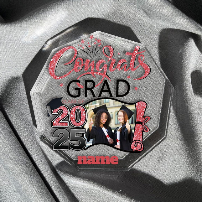 UUBAO Personalized Graduation Gift Class of 2025 Desk Paperweight Farewell Memorial Decorative Signs Plaques with Photo (Pink)